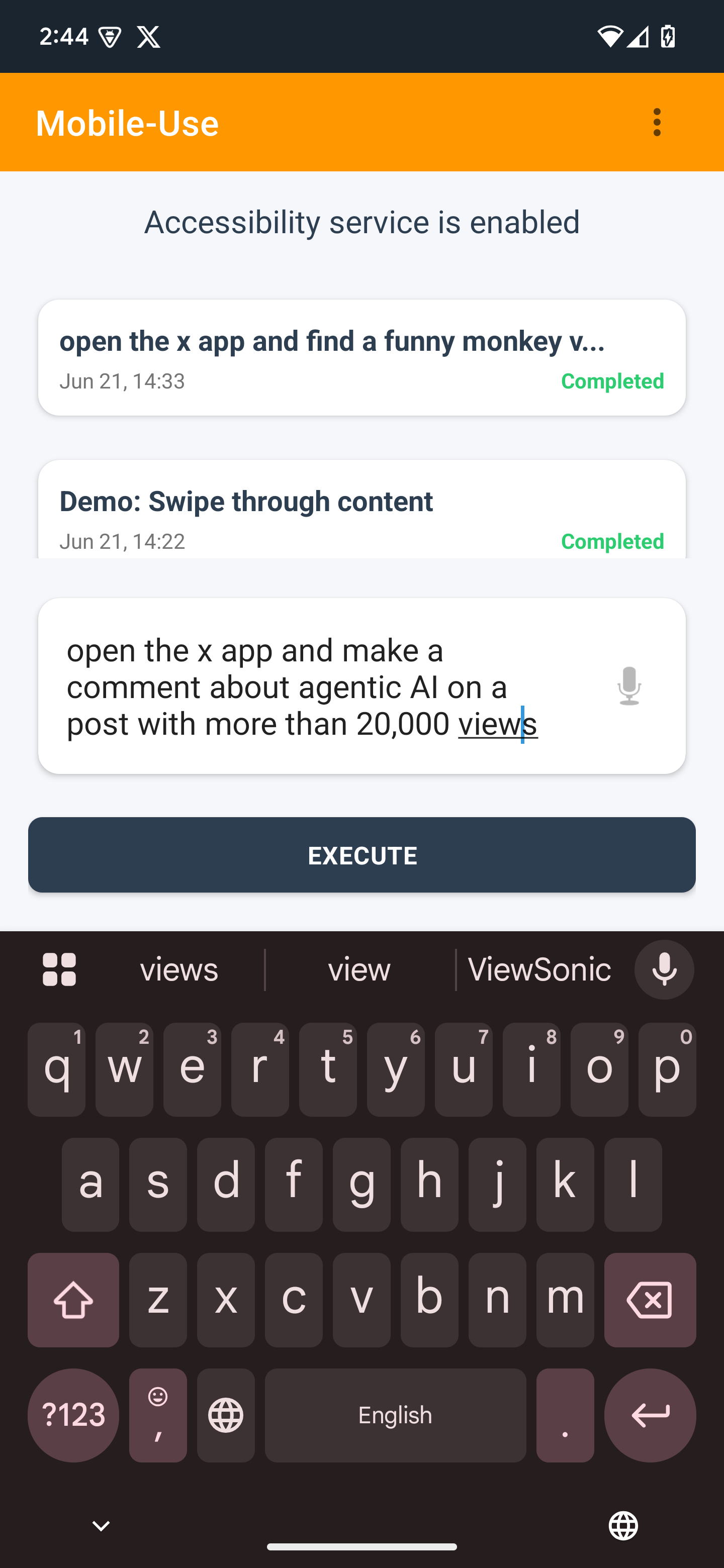 MobileUse Main Interface